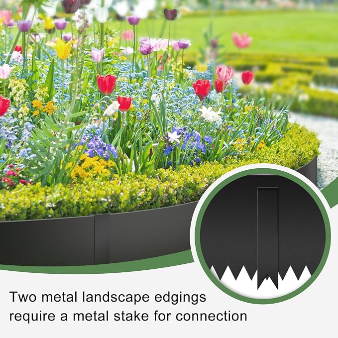 33FT Galvanized Steel Landscape Edging, 10 Pack 40" x 8" Metal Edging for Landscaping with 10 Stakes & Gloves, Metal Garden Edging Border for Yard, Tree Rings, Pathway, Divider