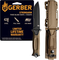 Gerber Gear StrongArm - Fixed-Blade Camping & Hunting Knife with Striking Pommel & Sheath - Premium Survival Gear - Made in USA - Coyote Brown, Serrated Edge