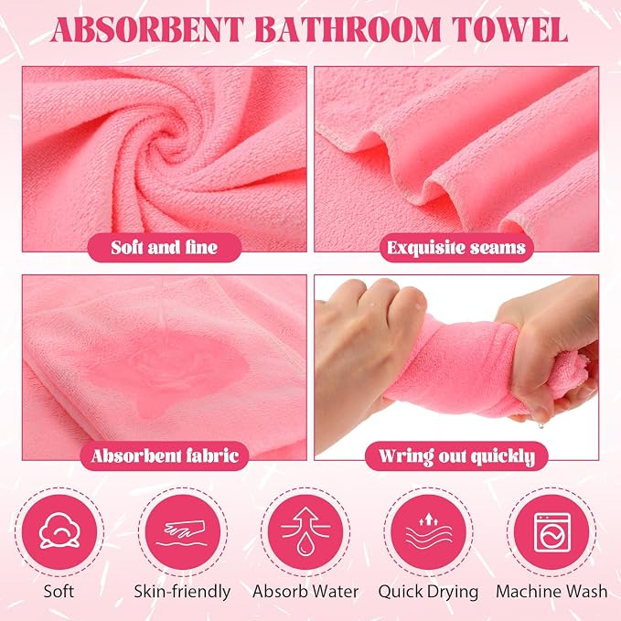 FillTouch 12 Set/ 24 Pcs 15L Foldable Foot Soaking Tub Kit Portable Foot Bath Tub for Soaking Feet with Towel and Storage Bag Soak Spa Bucket for Travel Camping (Pink)