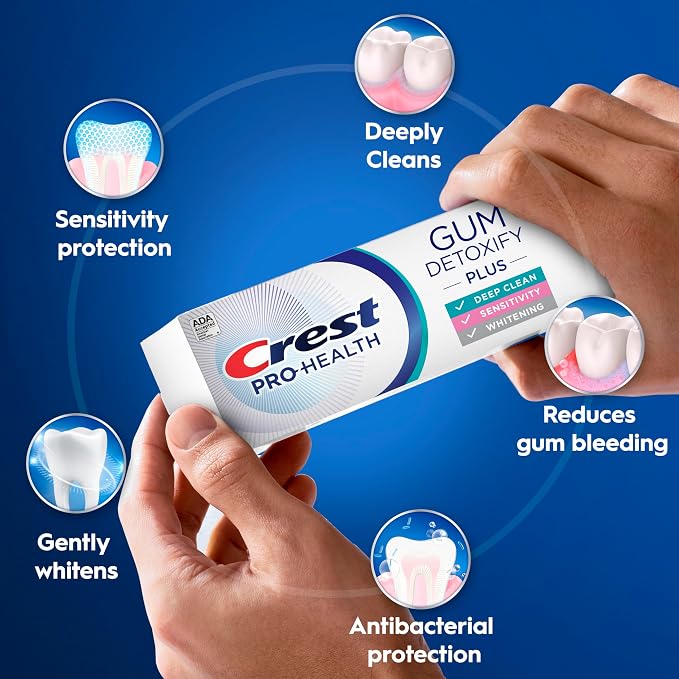 Crest Pro-Health Gum Detoxify Plus Toothpaste 4.5 oz Pack of 24 - Antibacterial Fluoride Toothpaste, Sensitivity Protection, Whitens Teeth, Anticavity, Plaque Control