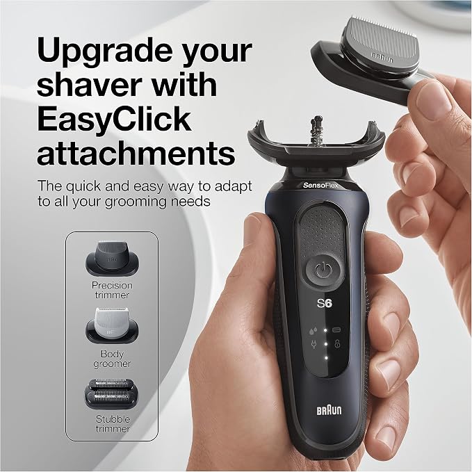 Braun Series 6 6046cs Electric Razor for Men, Wet & Dry, Electric Razor, Rechargeable, Cordless Foil Shaver with Charging Stand, Travel Case and Precision Trimmer, Black