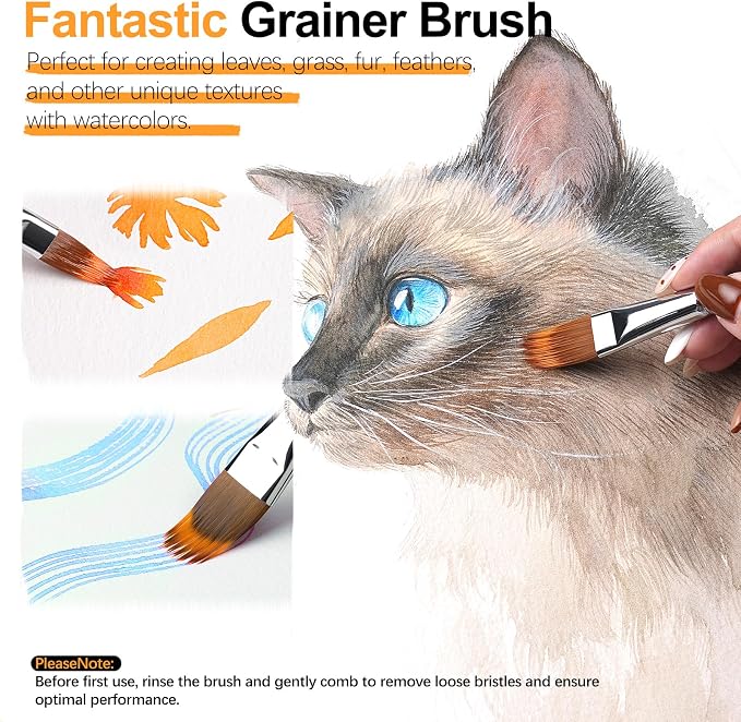 5Pcs Dual-Layer Grainer Paint Brush Set – Fuumuui Texture Comb/Filbert Brushes for Grass, Fur, Trees, Landscape – Synthetic Bristles for Watercolor, Acrylic, Painting Artist Tool