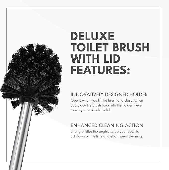 ToiletTree Products Toilet Brush with Lid - Sleek Bowl Brush and Holder - Heavy-Weight Base - Lidded Toilet Bowl Cleaner - White