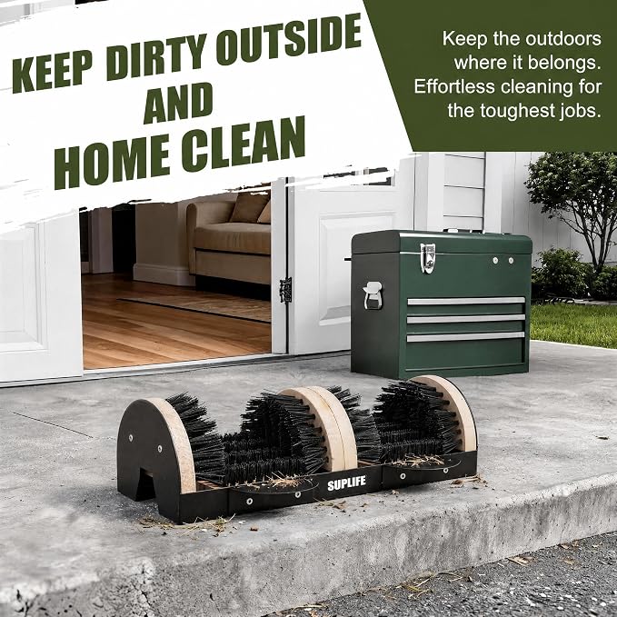 2026 Upgrade Boot Scrubber Cleaner, Heavy Duty Shoe Brush with Sturdy Steel Frame & Extra Long Dense Bristles, Efficient Mud Remover for Porch, Farm, RV