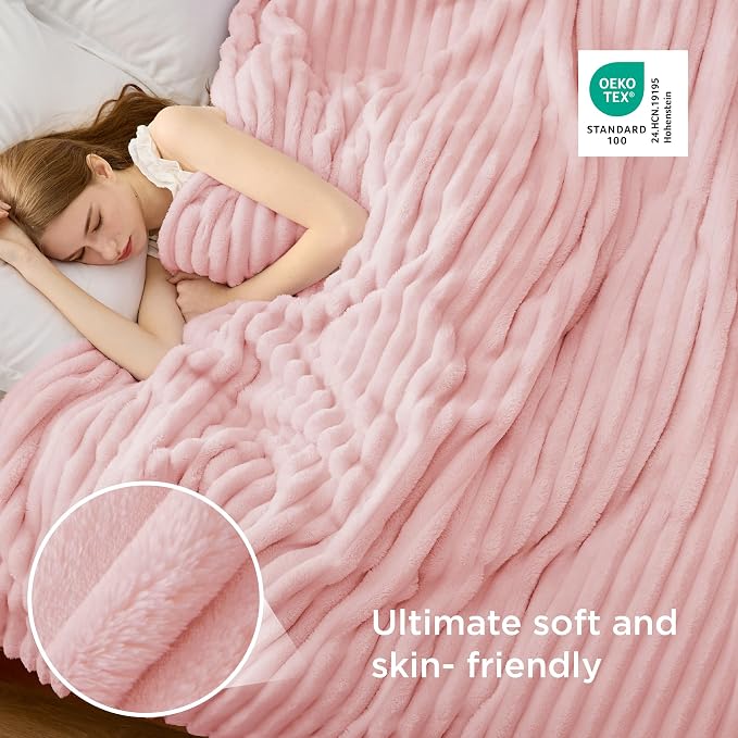 Bedsure GentleSoft Pink Full Blanket for Bed - Cozy Soft Blankets for Women, Cute Large Throws for Girls, Coral Pink, 84x90 Inches