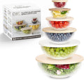 COOK WITH COLOR 12 Pc Glass Mixing Bowl Set with Lids – Borosilicate Glass Nesting Bowls for Cooking, Baking and Meal Prep, Fluted Brown
