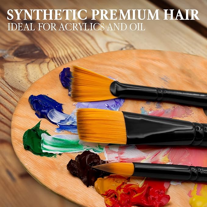 Pinturale Arts Set of 12 Acrylic Paint Brushes Professional | Acrylic & Oil Masters | Oil Painting Brushes | Handmade Paint Brush Set for Acrylic Painting