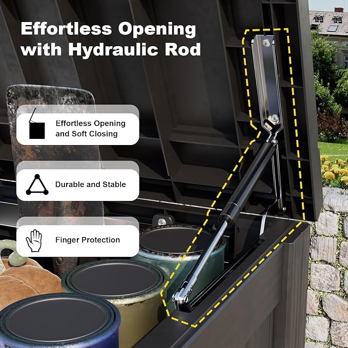 DRATO 180 Gallon Deck Boxes Outdoor Waterproof, Lockable Outdoor Storage Box for Patio Furniture Pool Supplies Garden Tools, Weatherproof Resin Storage Box for Backyard (Black, 180 Gallon)