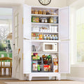 GAIOUS 75.2" Tall Metal Pantry Cabinet,White Kitchen Pantry Storage Cabinet | with 4 Doors and 4 Adjustable Shelves, Steel Storage Cabinets, Freestanding Cupboard for Kitchen Dining Living Room Bathroom