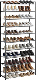 Nunsino Shoe Rack for Closet, Metal Shoe Organizer, 10 Tier Garage Shoe Rack Max Holds 50 Pairs,Shoe Storage Shelf,Entryway, Black