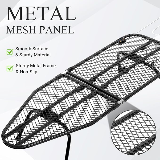 ZOES HOMEWARE Metal Mesh Panel Tabletop Ironing Board | Foldable Iron Board | Heavy Duty Small Iron Board with Heat Resistant Cover and 100% Cotton 8mm Thicken Pad | 31.5"x11.8"x6.2"