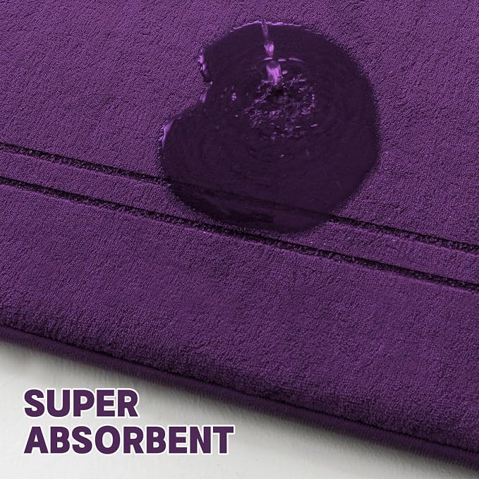 YIHOUSE Memory Foam Bath Mat Set, Bathroom Rugs Sets 2 Pieces, Non Slip Bath Mats for Bathroom, Super Soft and Water Absorbent Bath Rug Set, Machine Washable U Shape Rug,Purple