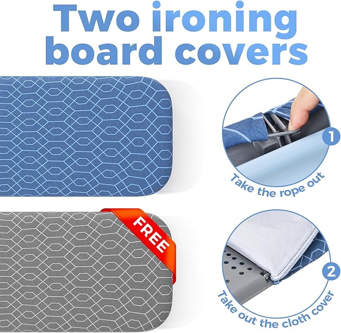 Kingboard Tabletop Ironing Board with Iron Holder, Small Iron Board with Heat Resistant Covers, Portable Mini Ironing Board with Non-Slip Feet for Home Travel, 12 * 32 Blue