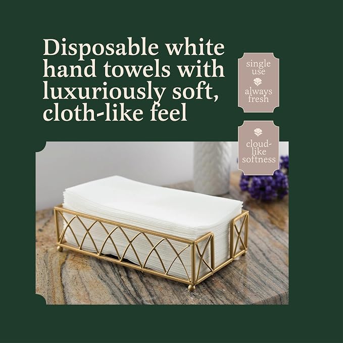 400 Pack Disposable Guest Towels for Bathroom, Linen-Feel Hand Towels | Thick and Absorbent Cloth-Like Paper Napkins, Made in USA, White, 12x17 in, for Parties, Weddings, Events, Guest Bathrooms