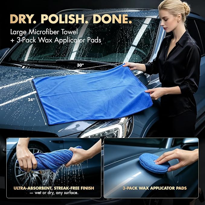 VCANENERGY 29PCS Car Cleaning Kit Interior Detailing for Men Women（Blue） | 17000PA High Power Handheld Cordless Car Vacuum Rechargeable, Detailing Brush Set, Windshield Cleaner Tool, Tire Brush