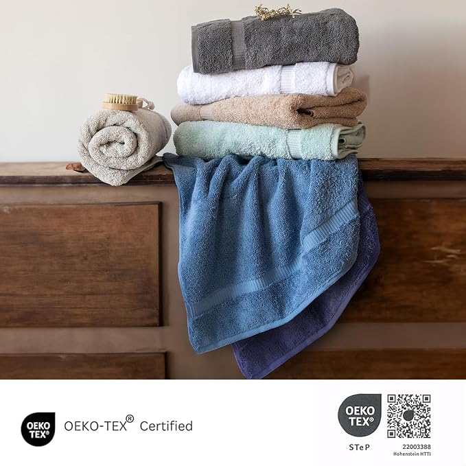 SALBAKOS 6-Piece 100% Turkish Cotton Hand Towels, 16x30 inch, Blue | Large Size Thick Super Soft Highly Absorbent, Versatile Hair Face & Hand Drying Towel, Premium Hotel Quality Made in Turkey