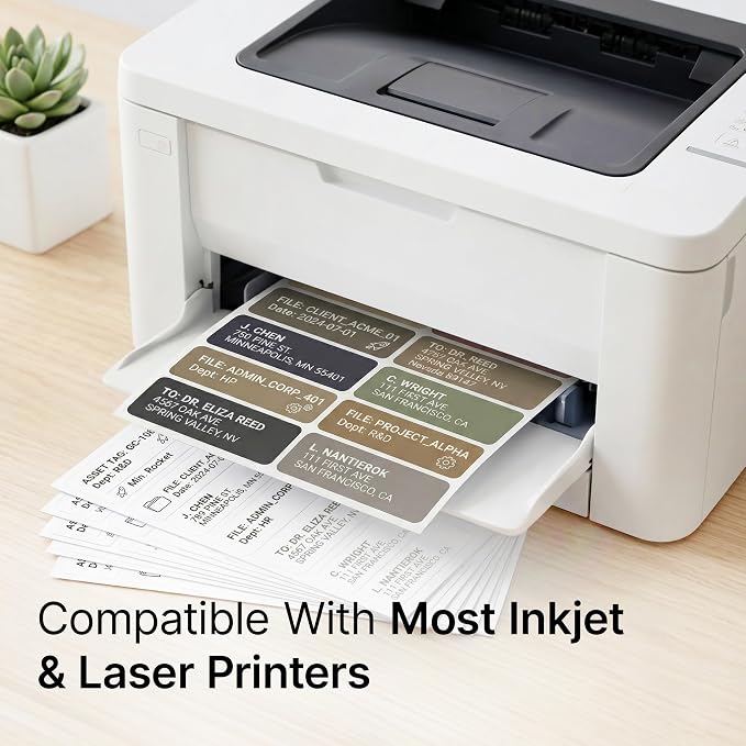 4" X 1.33" Matte White Printable Address Labels (30 Sheets, 420 Stickers) Mailing Labels for Envelopes, File Folder Stickers for Laser & Inkjet Printers - Spartan Industrial Template R018