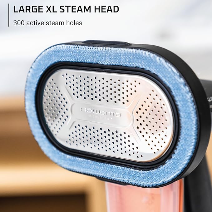 Rowenta Pure Force 3-in-1 Steamer Iron for Clothes XL Soleplate DR8855 | 40% larger soleplate, 300% more steam, 5 settings, Reversible pad system, 7.1 oz tank, 12 min autonomy, Auto-off