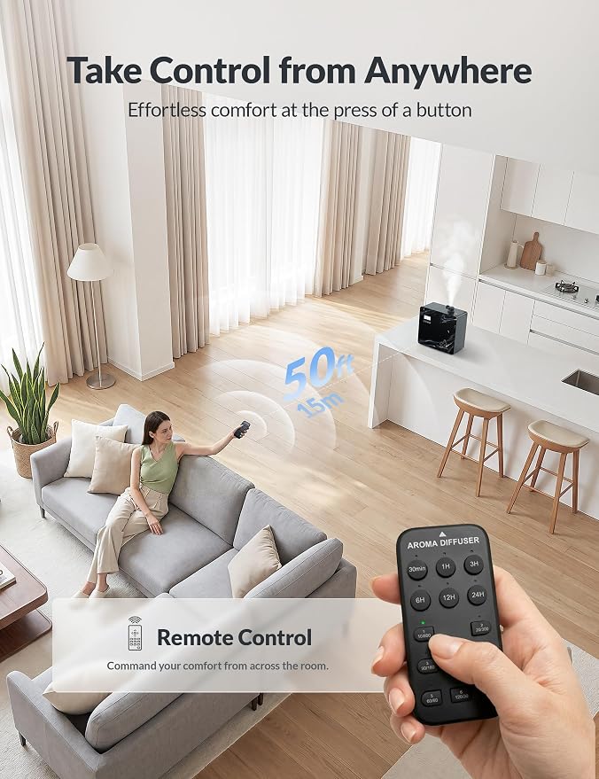 2026 Upgraded 3500 Sq.Ft HVAC Scent Diffuser for Home, Smart Whole House Scent System with App & Remote Control, Hotel Collection Waterless Diffuser for Large Room, Cold Air Tech, 600mL, Marble Black