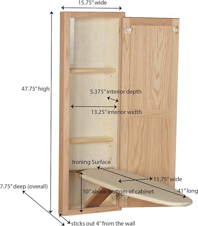 Household Essentials Oak Finish In-Wall Ironing Board Cabinet