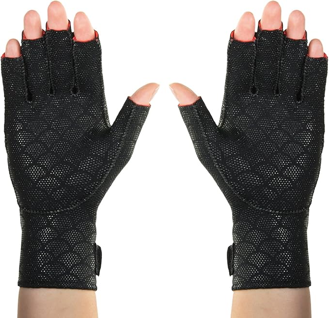 Thermoskin Premium Arthritic Gloves Pair, Black, Relieves Arthritic Pain in Fingers and Hand, Size Medium