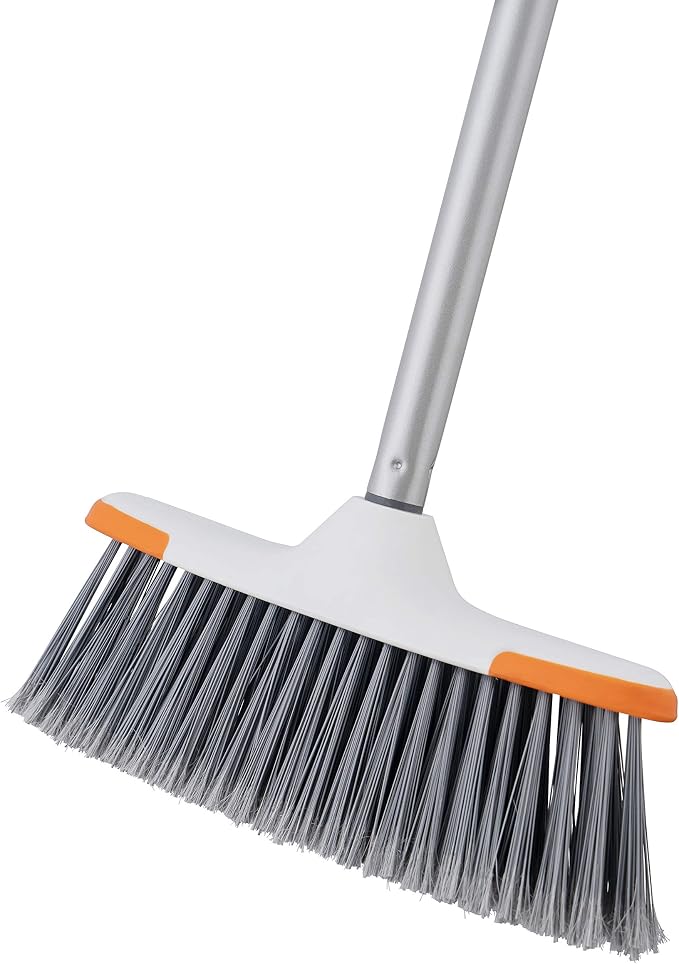 Superio Lightweight Essential Household Broom with Metal Handle (Grey)
