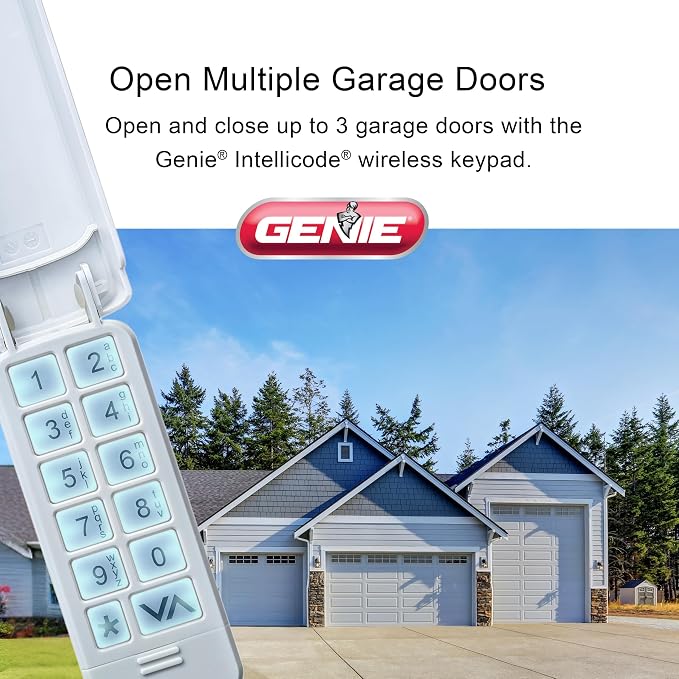 Genie Garage Door Opener Wireless Keyless Keypad, Model GK2-R | Large Easy-to-Push Buttons, Compatible With Genie Intellicode Openers, Backlit PIN Entry and Protective Flip-Up Cover