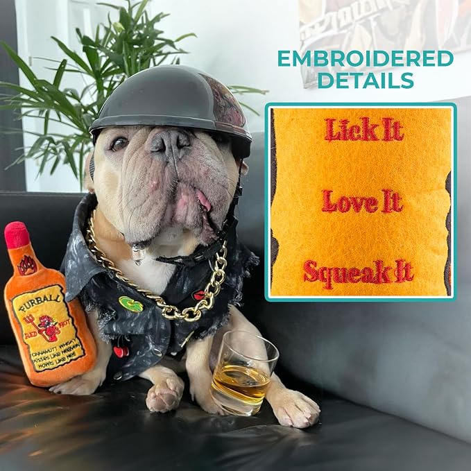Haute Diggity Dog Furball Cinnamutt Whiskey, Plush Designer Dog Toys with Interactive Squeaker, Stimulating Pet Enrichment, Machine-Washable & Safe Materials for All Breeds, One Size
