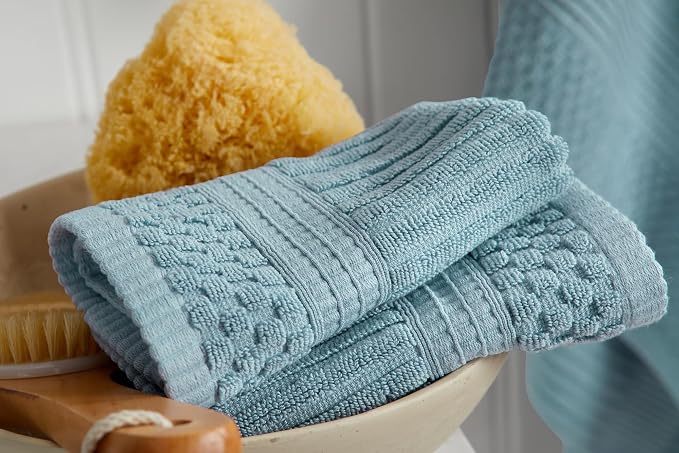 Springtree Home 100% Cotton Bath Towel Set | 6-Piece Set | Textured |Aegean | Absorbent & Quick-Dry Bathroom Towels | Textured and Durable Cotton Towels for Bathroom | OEKO-TEX | Krista Collection