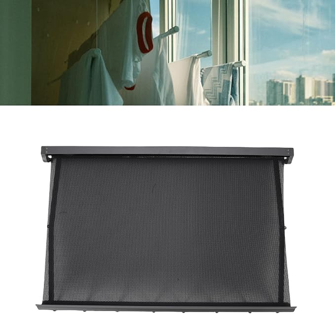 FILFEEL Wall Mounted Clothes Drying Rack 23.6 Inch Retractable Laundry Mesh Net Space Aluminum Pull Out No Drilling Gray