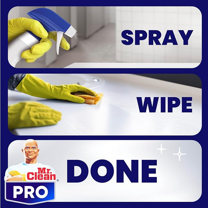 Mr. Clean PRO Deep Cleaner with Bleach for Hard Commercial Surfaces, Refillable Spray Bottles Bulk, 32 oz (Case of 6)
