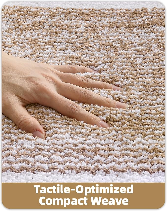 Color&Geometry Bathroom Runner Non Slip, 24"x59" Khaki Bath Runner Rug, Absorbent, Soft, Washable, Microfiber Bath Mat Bathroom Carpet