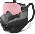 YFONG Travel Pillow for Long Flight Airplanes, Head Strap Combo with 3D Contoured Eye Mask for Sleep, Neck Pillow for Car Trip Essential, 360° Support Memory Foam Headrest, Prevent Head Bobbing, Pink