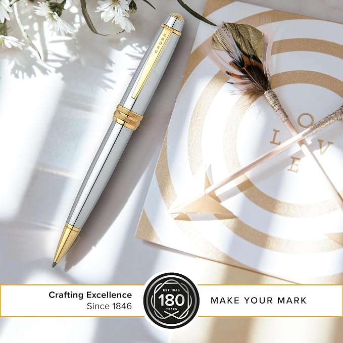 Cross Bailey Medalist Ballpoint Pen - Refillable Pen for Long-Lasting Use - Smooth Writing - Comfortable Grip - Stylish Distinctive Look - Black Ink - Corporate Gifts