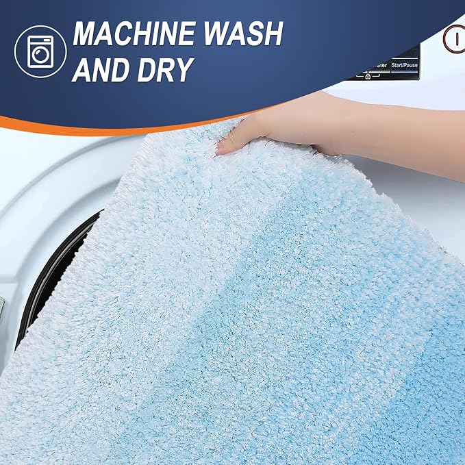 OLANLY Large Bathroom Rugs Mat 54x24, Extra Soft Absorbent Microfiber Bath Rugs, Rubber Backing, Quick Dry, Machine Washable Bath Mats for Bathroom, Tub and Shower, Home Decor Accessories, Sky Blue