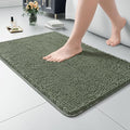 LOCHAS Luxury Bathroom Rug Shaggy Bath Mat 24 x 17 Inch, Sage Green | Washable Non Slip Bath Rugs for Bathroom Shower, Soft Plush Chenille Absorbent Carpets