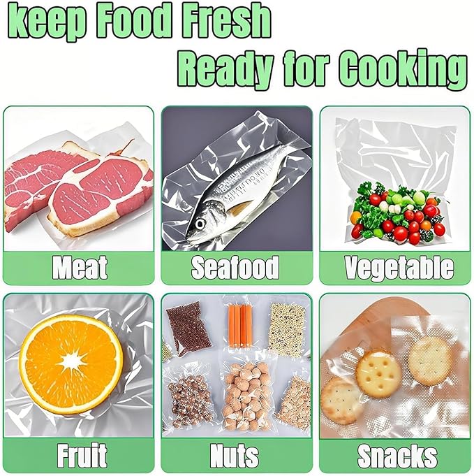 Vacuum Sealer Bags for Food - 200 Count Precut (8"x12"+6"x8") Vacuum Seal Bags| BPA-Free Commercial Grade | 6X Freshness | Universal Clamp Machine Fit | Ideal for Sous Vide & Meal Prep