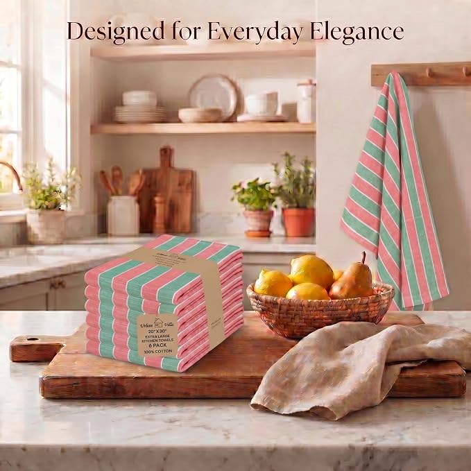 Urban Villa Kitchen Towel Cotton Dish Towels 20”x30” (Set of 6) Christmas