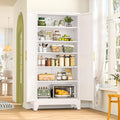 GAIOUS 75.2" Tall Metal Storage Cabinet, Kitchen Pantry Cabinet White | Food Storage, Kitchen Organizer, Freestanding Cupboard with 2 Doors and 5 Adjustable Shelves, 6 Tier, Steel,for Office Dining