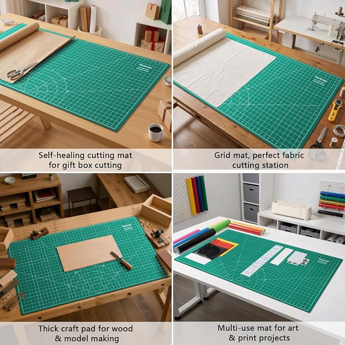 Large self healing cutting mat: 47''x23'' Double-Sided Craft Cutting Board for Table, Slip-Resistant 5-Ply Large Cutting Mat for Sewing,Fabric & Crafts (Green/Black)