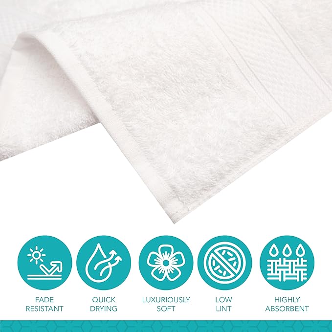 Pleasant Home Bath Towels Set of 6 (24” x 50”) 100% Cotton, 515 GSM | Lightweight, Soft & Highly Absorbent Luxury Towels for Bathroom | for Gym, Pool & Spa | 6 Pack, White