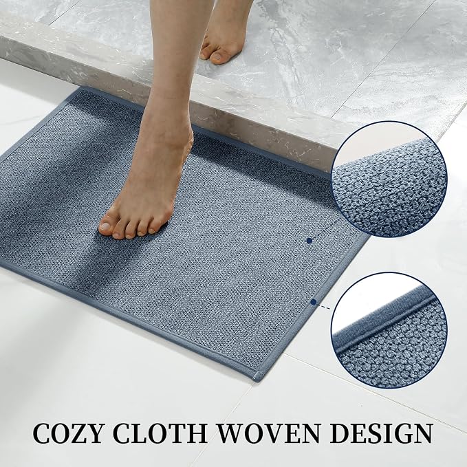 YIHOUSE Long Large Bathroom Rugs Sets 2 Piece, Quick Dry Thin Bath Mat, Non Slip Absorbent Machine Washable, Bath Runner Rug for Tub Sink Home Decor (24"x36" + 24"x59",Navy Blue)