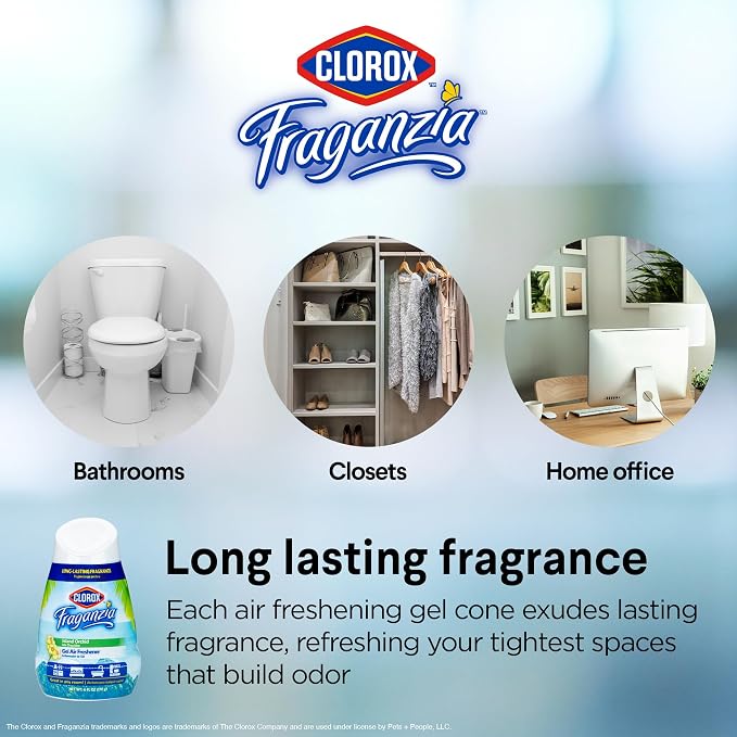 Clorox Fraganzia Gel Air Freshener Cone, Island Orchid Scent - No-Plug, Battery-Free Air Freshener for Small Rooms, Closets, Kitchens, Bathrooms, Offices and More, 6 Ounce