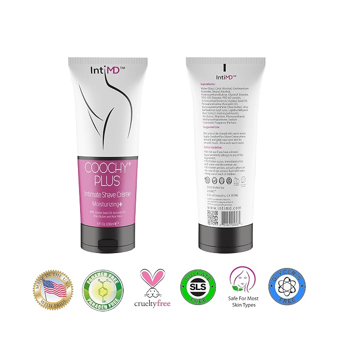 IntiMD COOCHY PLUS (2 Pack) Intimate Shave Cream Rash-Free With MOISTURIZING+ 8oz
