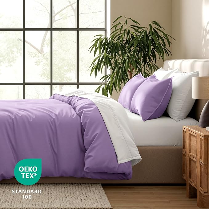 Bare Home Bedding Duvet Cover Extra Long Size - Premium 1800 Super Soft - Lightweight, Cooling Duvet Cover - Soft Breathable Bedding (Twin/Twin XL, Lavender)