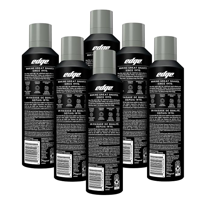 Edge Shaving Gel for Men, Ultra Sensitive with Colloidal Oatmeal, (6 Pack) - Shave Gel For Men That Moisturizes, Protects and Soothes To Help Reduce Skin Irritation