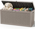 Outdoor Storage Box,98 Gallon Waterproof Resin Patio Deck Box | UV Resistant Lockable Package Delivery Bin, Toy Cabinet, Shoe & Garden Tools Storage, Ottoman, Indoor/Outdoor