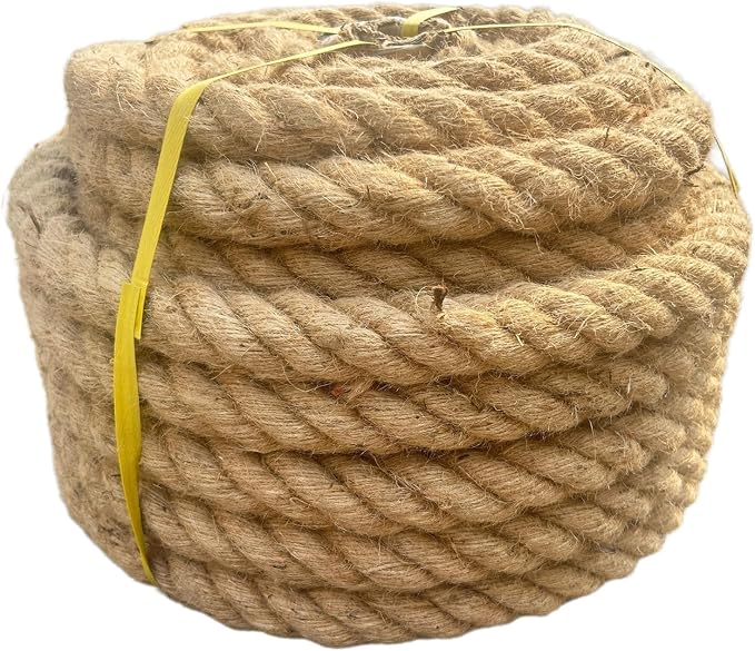 Jute Rope (1.5inchX 100ft) Twisted Hemp Rope for Crafts， Landscaping, Home Décor, and Gardening, Strong and Durable,Suitable for Indoor and Outdoor use