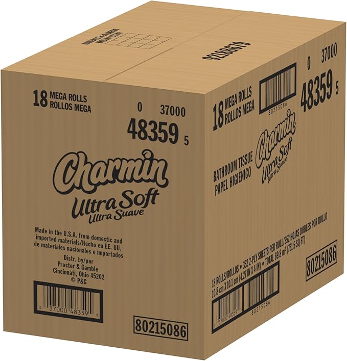 Charmin Ultra Soft, Mega Rolls, 6 Count Packs (Pack of 3) 18 Total Rolls