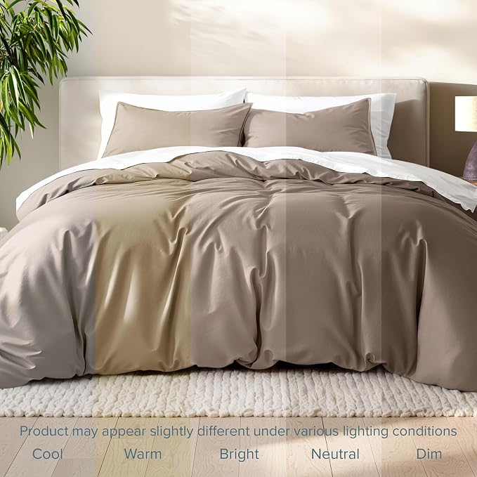 Bare Home Bedding Duvet Cover Queen Size - Premium 1800 Super Soft Collection - Lightweight, Cooling Duvet Cover - Soft Breathable Bedding (Queen, Taupe)